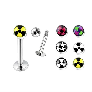SS Labret with 4mm Football Logo Ball