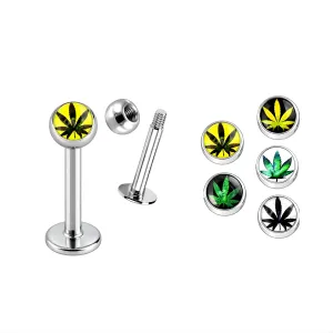 SS Labret with 4mm Marijuna Logo Ball