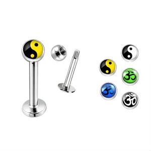 SS Labret with 4mm ohm Logo Ball
