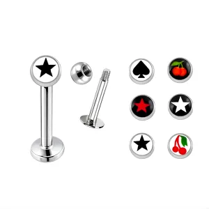SS Labret with 4mm Stra Logo Ball