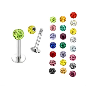 SS Labret with Epoxy Crystal Stone Ball