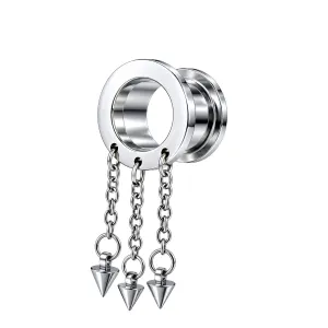 SS Screw Fit Flesh Tunnel with Dangling Cones