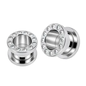 SS Screw Fit Jeweled Flesh Tunnel