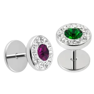 SS Single Centered Crystal stone With Small Multi Stone Ear Plug