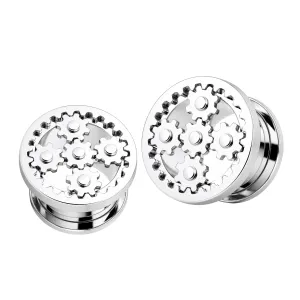 SS Steampunk  Web Screw Fit Flesh Tunnel