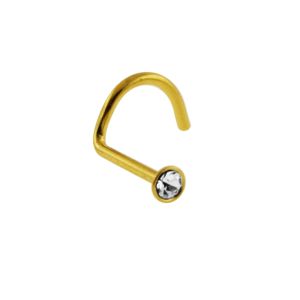 Gold PVD Anodized Jeweled 20G Nose Screw