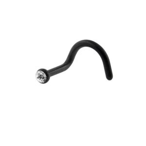 Black PVD Anodized Jeweled 20G Nose Screw