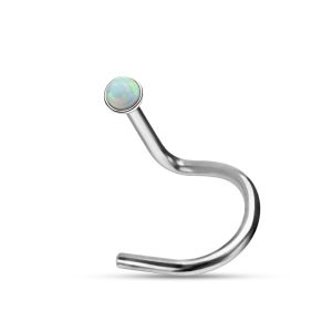 20G Surgical Steel Synthetic Half Opal Stone Nose Screw