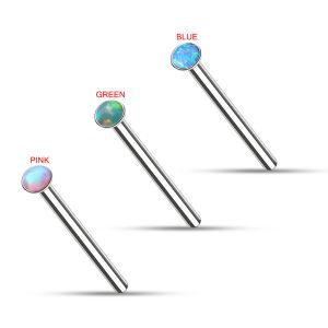 20G Surgical Steel Synthetic Half Opal Straight Nose Stud
