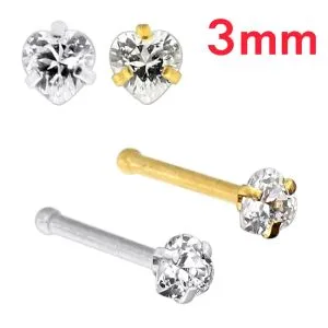 20G Surgical Steel Heart CZ Stone Nose Bone Stud