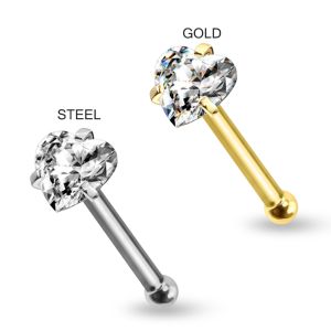 20G Surgical Steel Heart CZ Stone Nose Bone Stud