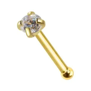 20G Surgical Steel Round CZ Stone Nose Bone Stud