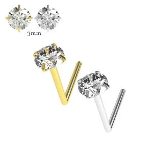 Gold PVD Anodized Jeweled 20G Nose Screw