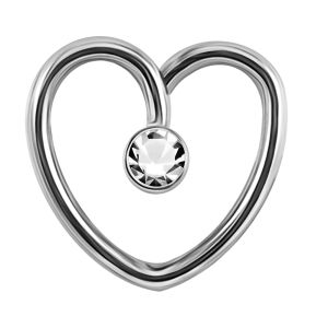 Jeweled Heart Cartilage Single Closure Daith piercing Ring 