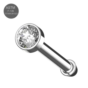 G23 Grade Titanium CZ Jeweled in Bezel Setting Nose Bone