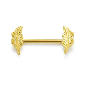 316L Surgical Steel Laurel Leaf Nipple Barbell