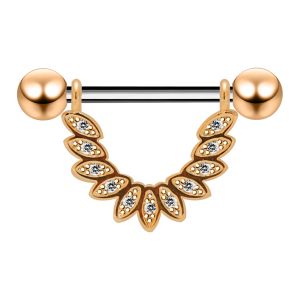 316L Surgical Steel CZ Paved Radiant Petal Nipple Barbell