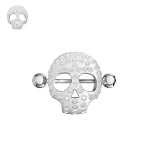 316L Surgical Steel Crystal Sugar Skull Nipple Bar Piercing