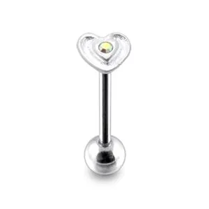 Jeweled Heart Flower Tongue Ring