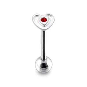316L Surgical Grade Steel Jeweled Heart Flower Tongue Ring body Jewelry