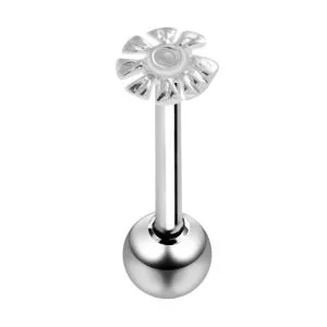 925 Sterling Silver Zeina Flower with Surgical Steel Tongue Bar