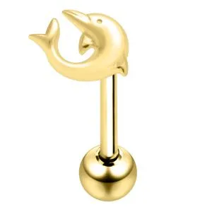 925 Sterling Silver Dolphin with Surgical Steel Tongue bar