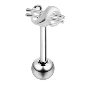 Surgical Steel Straight Bar with 925 Sterling Silver Dollar Sign Tongue Ring