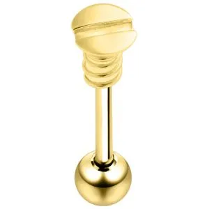 Surgical Steel Straight Bar with 925 Sterling Silver Household Screw Tongue Ring