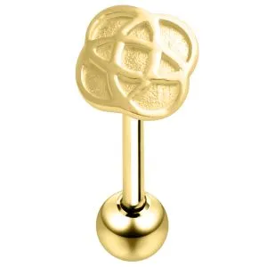 Surgical Steel Straight bar with 925 Sterling Silver Celtic knot on Plate Tongue Ring