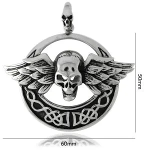 Stainless Steel Skeleton Wings Pendant