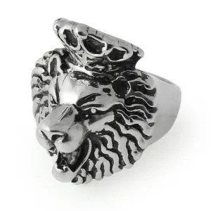 Roaring Lion with Crown Finger Ring