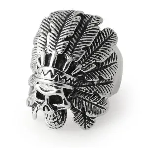 Native American Indian Skull finger ring