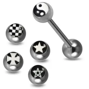 Logo Tongue Barbell with 4 Interchangeable Star Logo Ball