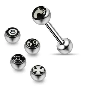 Tongue Barbell with 4 Free Ancient Logo Ball