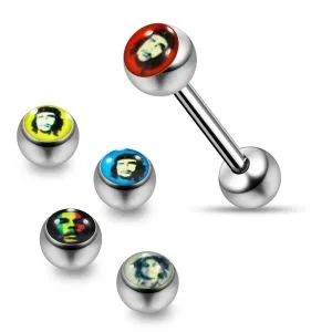 Tongue Barbell with 4 Free Images Logo Ball