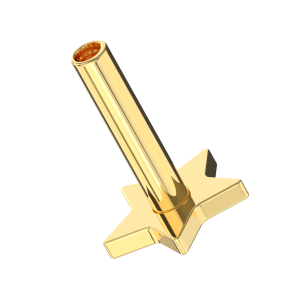 14K Solid Yellow Gold Internally Threaded Star Flat Back Labret Post | 16G