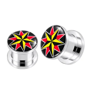 Star Logo Internally Threaded Ear Flesh Tunnel