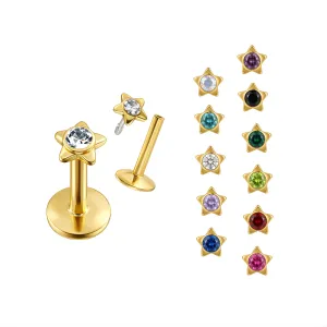 Star Shaped Gold Plated jewelled Madonna Labret