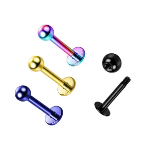Surgical Steel Anodized Labret With Ball Body Jewelry