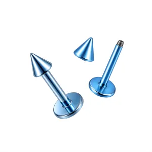Aqua Anodized Labret Piercing with Cone