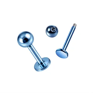 Aqua Anodized Labret Piercing with Top Ball