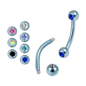Anodized Eyebrow Banana with Double Jeweled Ball Piercing