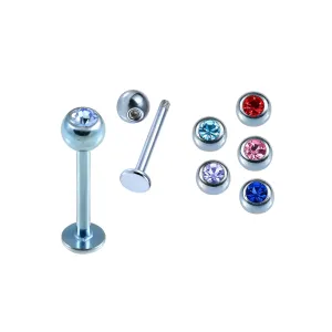 Anodized Labret Piercing with Top Stone Ball 