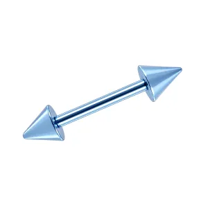 Aqua Anodized Straight Barbell with Cone