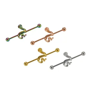 Surgical Steel Cobra Snake Industrial Barbell Piercing Jewelry