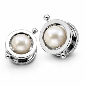 Surgical Steel Flesh Tunnel with Pearl in Center