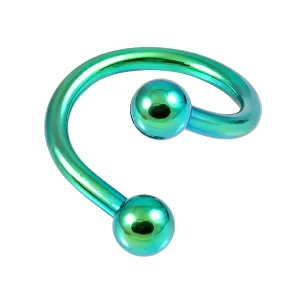 Green Anodised Twisted Spiral with Balls