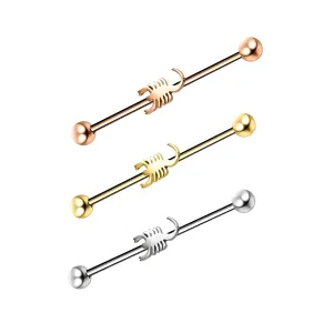 Surgical Steel Industrial Barbell Earring With Scorpion