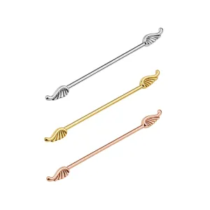 Surgical Steel Industrial Barbell Earring With Wings