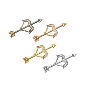Surgical Steel Jeweled Dazzling Bow and Arrow Industrial Barbell Piercing